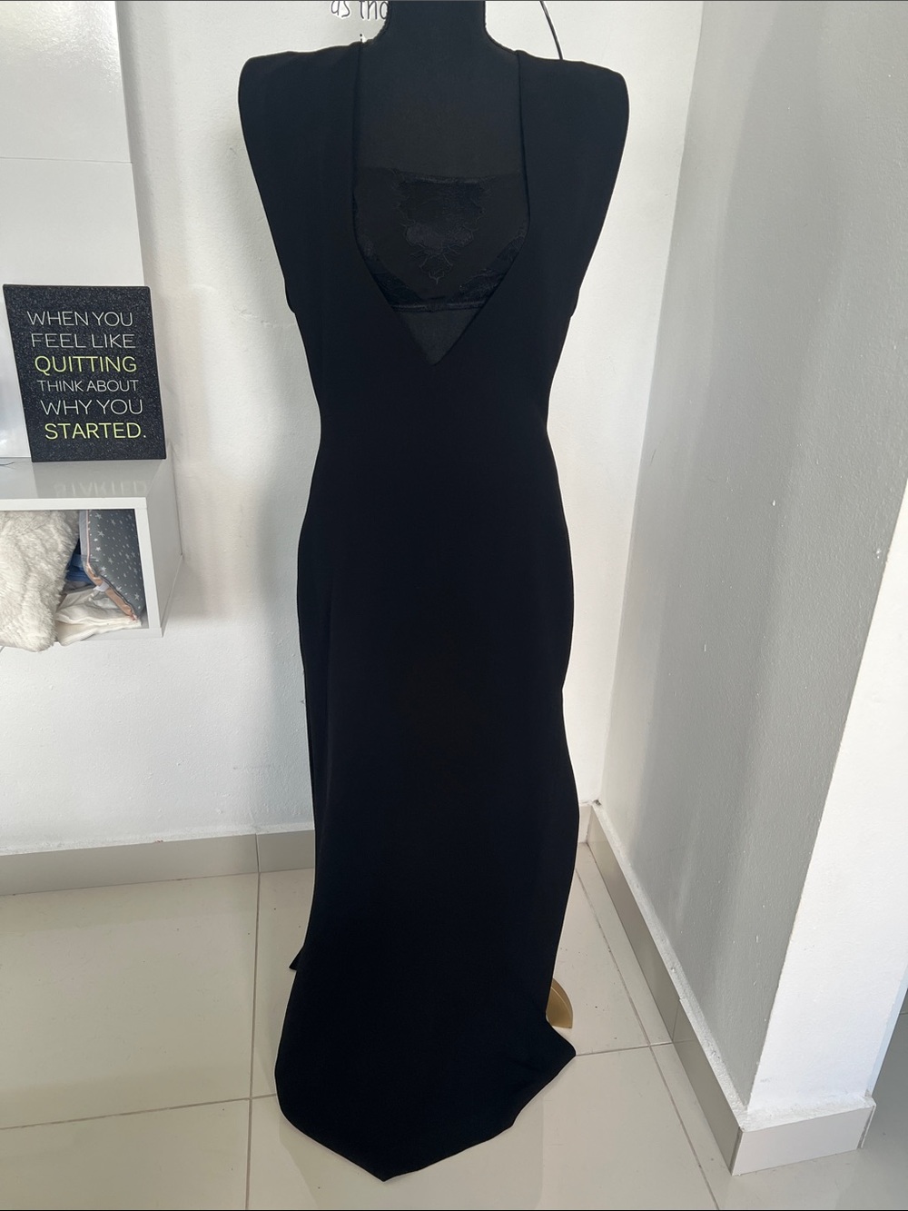 BCBGMaxAzria Black Halter Maxi Dress with Lace Inset